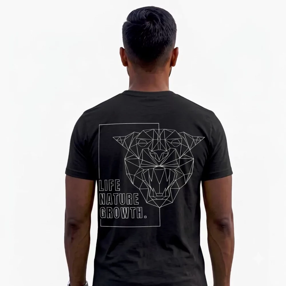 Life Nature Growth Cotton Round Neck Black T-Shirt