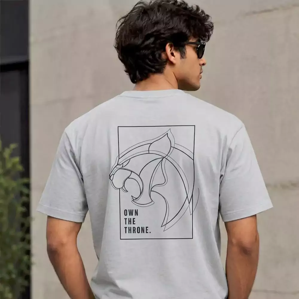 Own The Throne Cotton Round Neck Silver T-Shirt