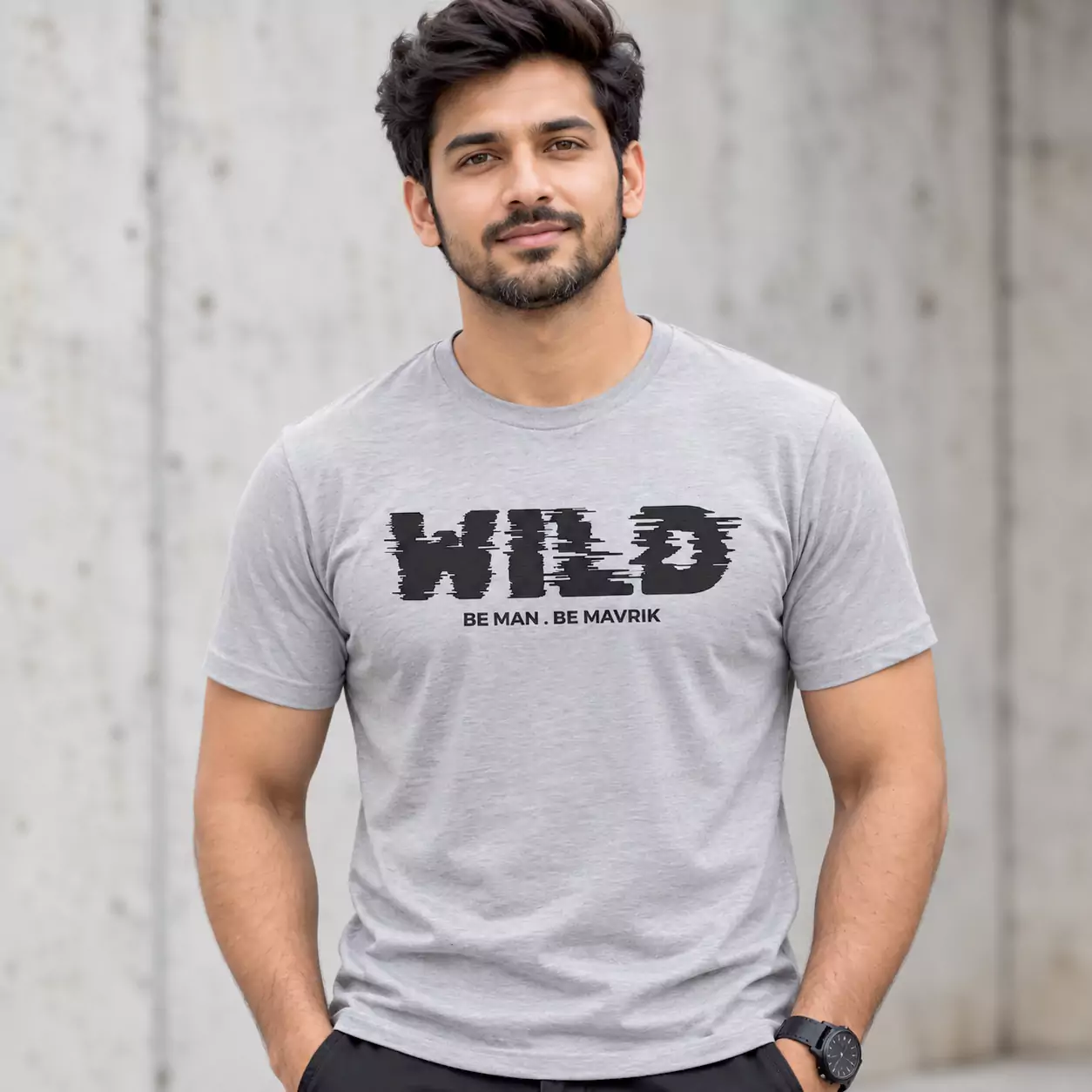 Wild Cotton Round Neck Silver Colour T-Shirt