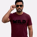 Wild Cotton Round Neck Maroon T-Shirt
